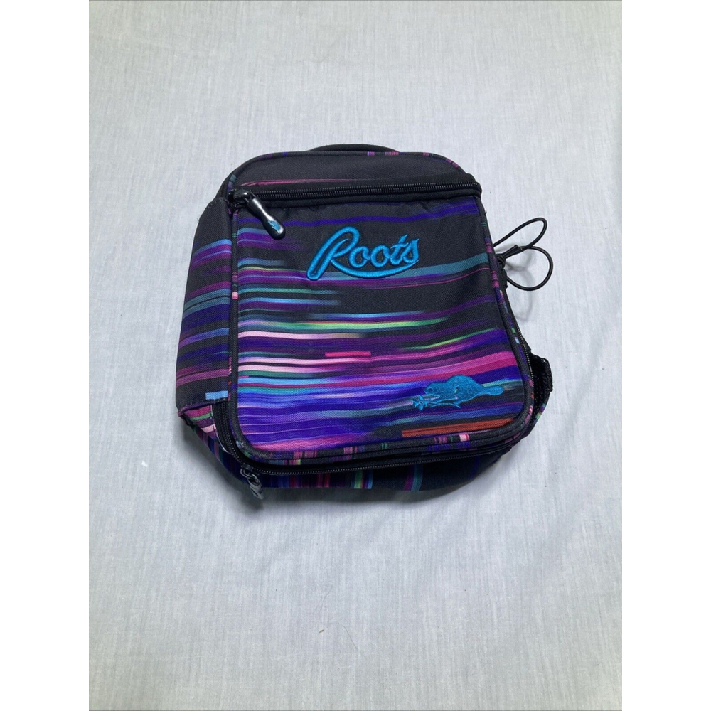 Roots Cooler Bag Insulated Drink Beverage Bag Clip Top 2 Zipper Pockets Lunch